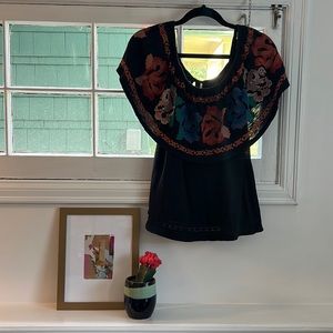 Colourfully Embroidered Off-The-Shoulder Free People Blouse